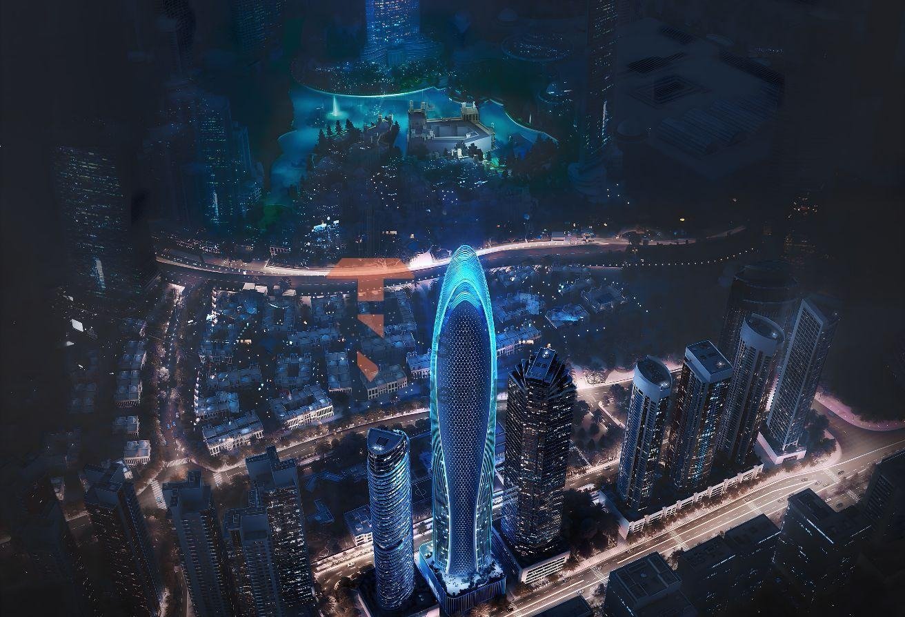 Burj Khalifa and Dubai Water Canal view from Mercedes Benz Places by Binghatti Burj Khalifa and Dubai Water Canal view from Mercedes Benz Places by Binghatti